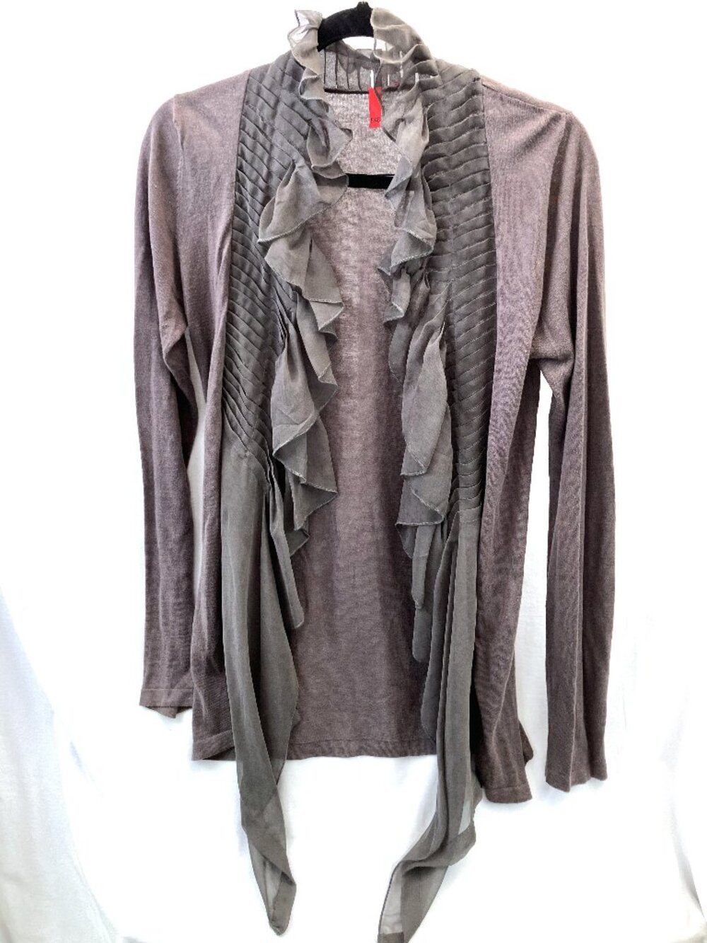 Light Purple Open-Front Textured Ruffle Knit Cardigan - Size M